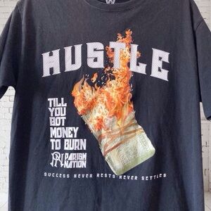 PARISH NATION "HUSTLE" Graphic Tee - Black (Size L) | Motivational Streetwear